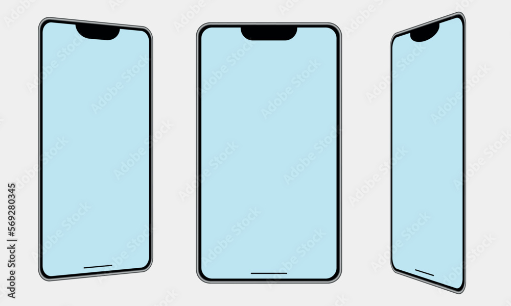 Mobile phone vector frame. Smartphone template. Phone mockup in perspective on a white background. Mobile phone vector frame. Smartphone template. Phone mockup in perspective on a white background.