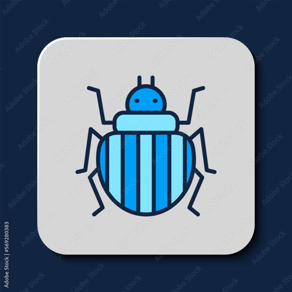 Filled outline Colorado beetle icon isolated on blue background. Vector Filled outline Colorado beetle icon isolated on blue background. Vector