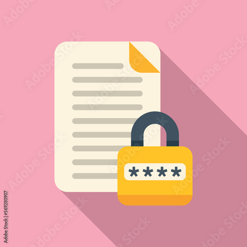 Document password protection icon flat vector. Personal mobile. Pc form