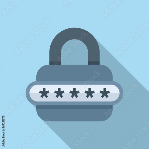 Padlock login icon flat vector. Personal account. Screen app