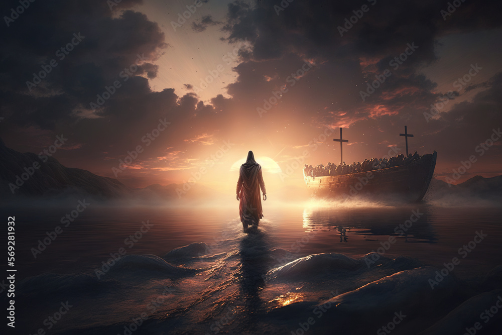 jesus walking on water, jesus on water in 4k, jesus image 4k hd