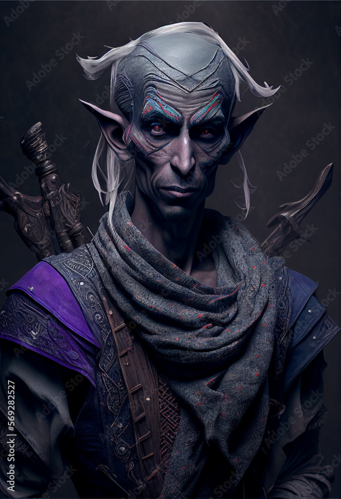 D&D elf character portrait for fantasy RPG, roleplaying games etc, post-processed generative ai D&D elf character portrait for fantasy RPG, roleplaying games etc, post-processed generative ai