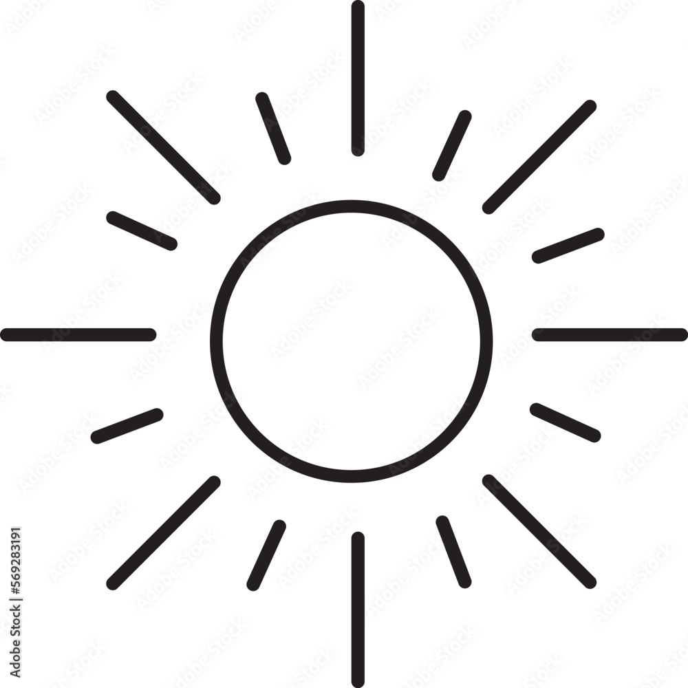 line Sun Icon for Brightness, Intensity Setting icon Vector