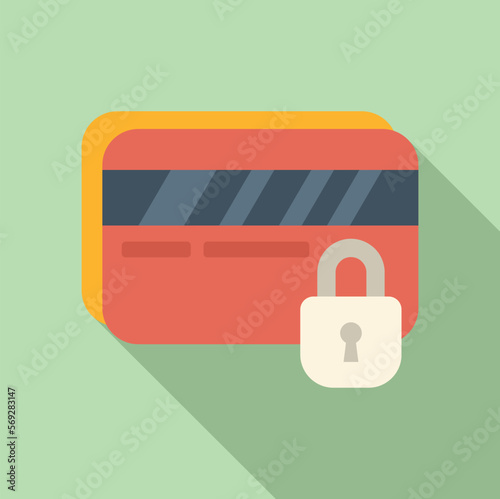 Credit card password protection icon flat vector. Mobile login. Cyber app