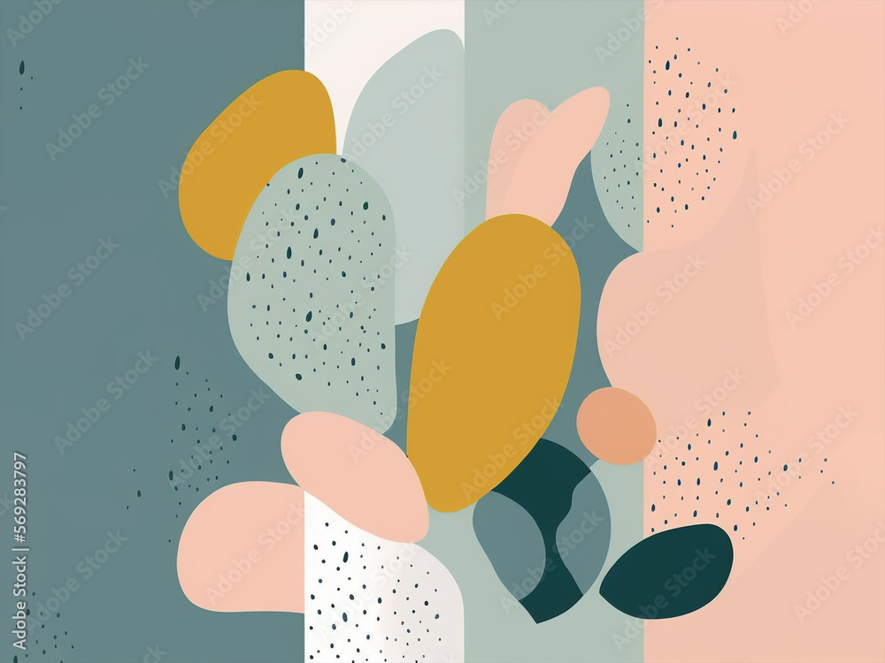 Hand drawn style minimal abstract organic shapes pattern