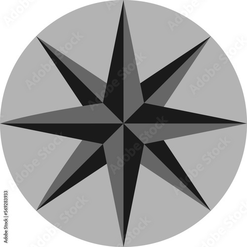 Wallpaper Mural Black and grey vector graphic of an eight pointed star. It has a 3d effect and resembles a navigational compass Torontodigital.ca