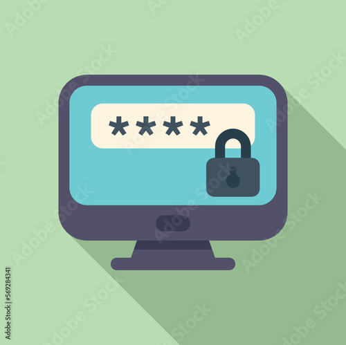 Identity monitor area icon flat vector. Personal mobile. Register log