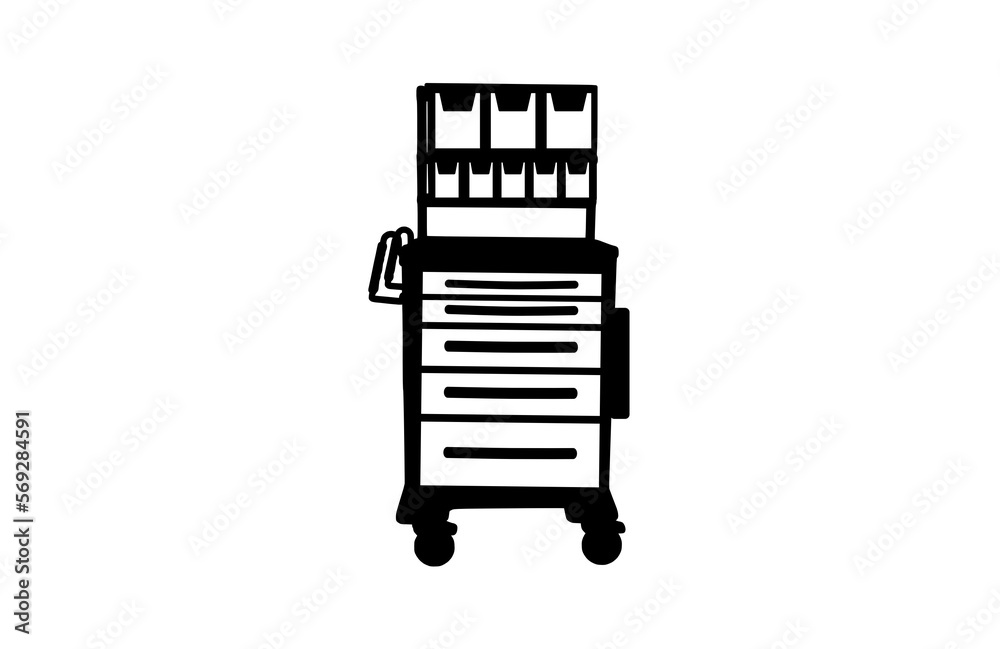Illustration of a medical supply cart Illustration of a medical supply cart