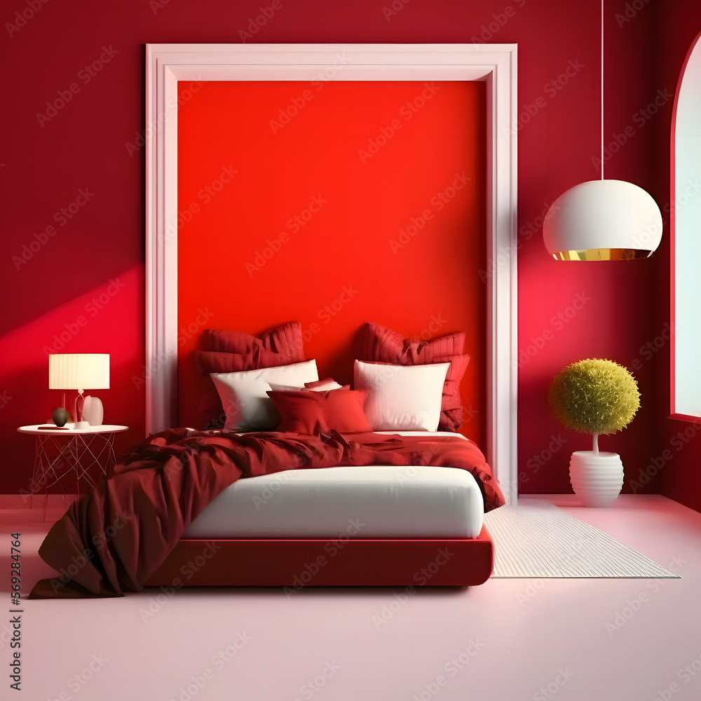 Red And White Modern Bedroom
