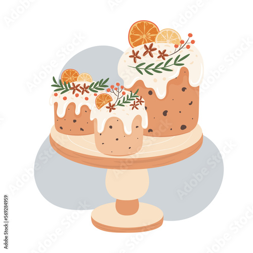 Panettone sweet bread. Vector illustration