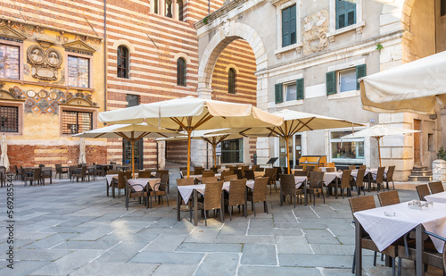 Piazza dei Signori in the historic centre of Verona city, Veneto region in northern Italy, September 9, 2021