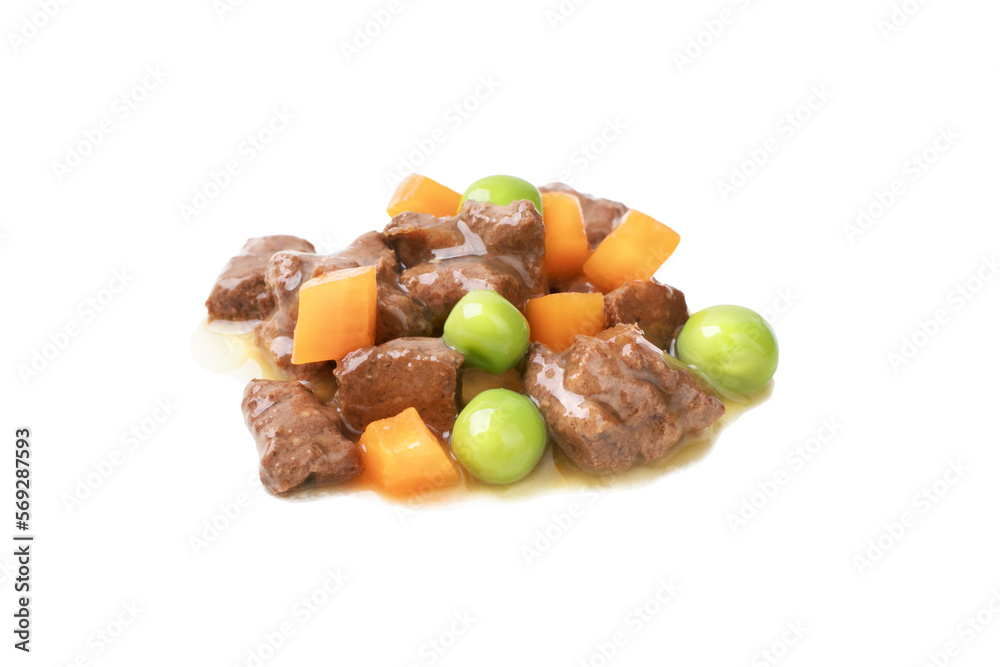 wet food with vegetables for animals on a white background wet food with vegetables for animals on a white background