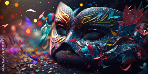 Carnival mask, banner, background, wallpaper, generative ai 