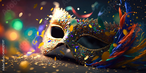 Carnival mask, banner, background, wallpaper, generative ai  © GHart