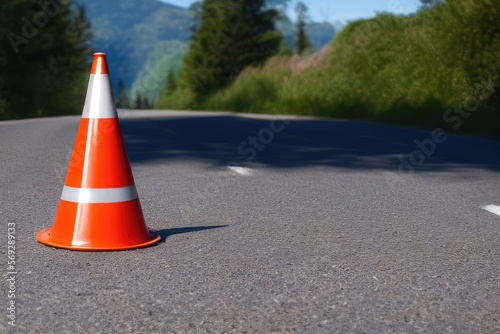 High-Resolution Image of a Bright Orange Road Cone, Ideal for Highway and Construction Designs