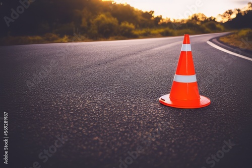 High-Resolution Image of a Bright Orange Road Cone, Ideal for Highway and Construction Designs