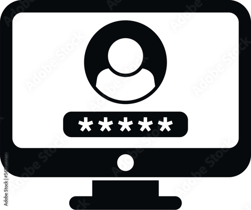 Monitor password icon simple vector. Mobile account. Render service