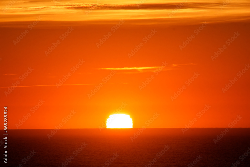 golden hour at the atlantic ocean, france sun dawn