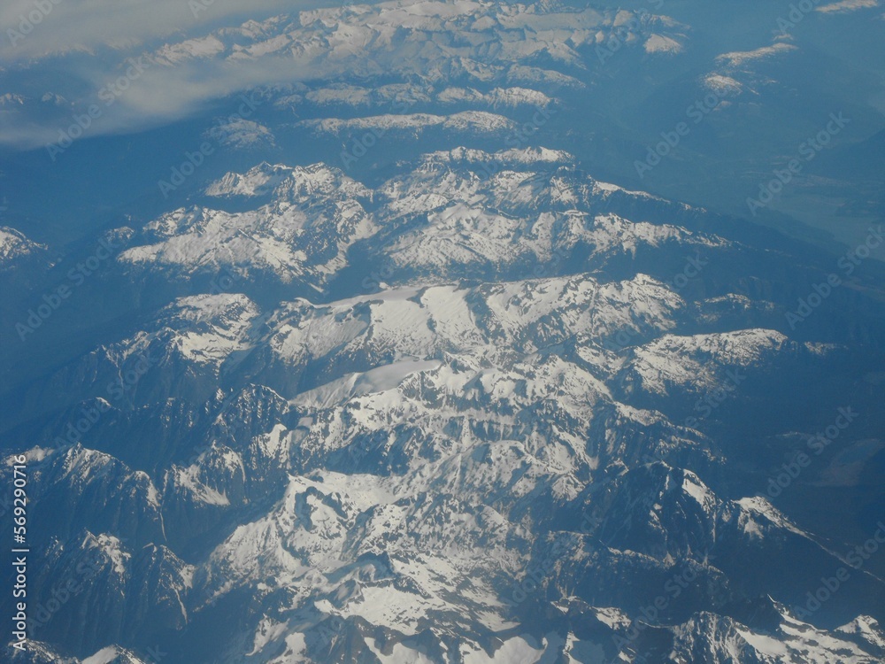 View towards Monashee mountain Range at 35,000 feet