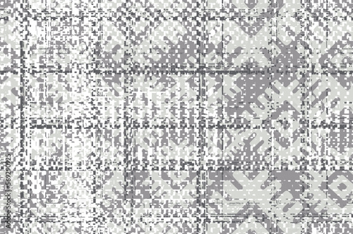 Silver Abstract vector distressed pattern background vector design, Patchwork Graphic Motif Brushed Background. Seamless geometric textured Decorative textile living style home fabric rug, area cover 