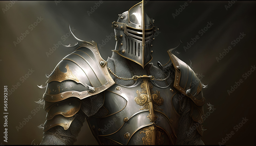a man in a armor with a sword in his hand and a helmet on his head and ...