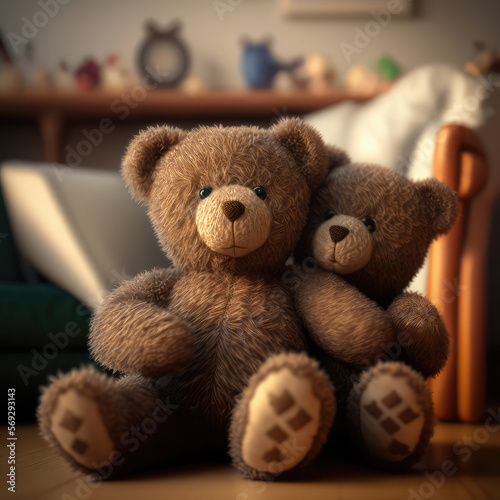  plush bears . holiday concept, gift.Generative AI 