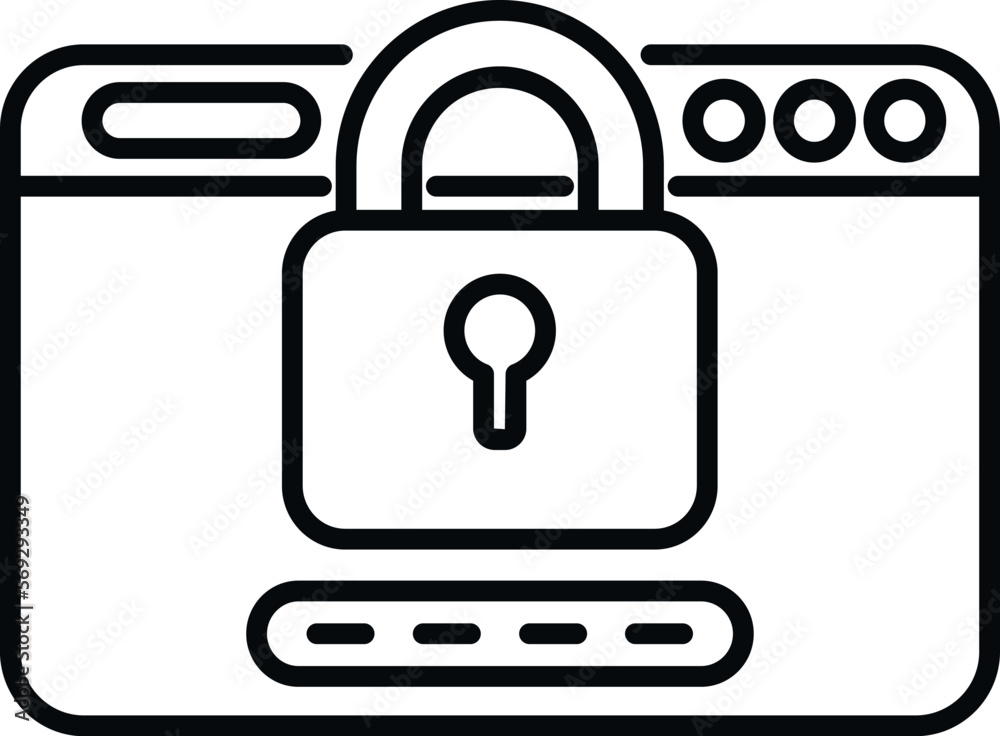 Obraz premium Secured web icon outline vector. Cyber forgot. App screen