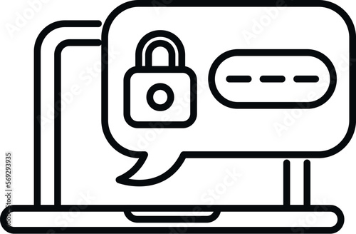 Laptop policy icon outline vector. Mobile account. Screen log