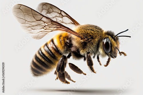bee on a white background, created with ai generative