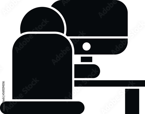 Ergonomic workplace icon simple vector. Office table. Sit posture