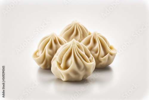 Xiao long bao Chinese dumpling in white background with generative ai technology photo