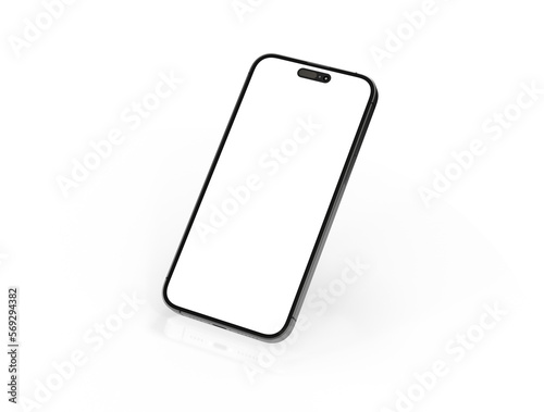 3d smartphone with blank screen isolated