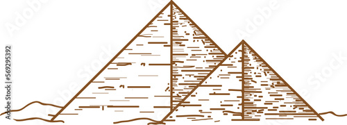 Pyramids sketched vector design 