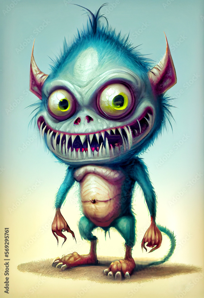 Generative AI abstract render of a cute little monster Generative AI abstract render of a cute little monster