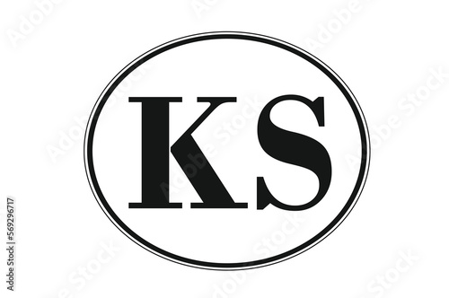 Free Download Sign of state of Kansas for sticking on glass of car. Abbreviation KS - GFXLoad
