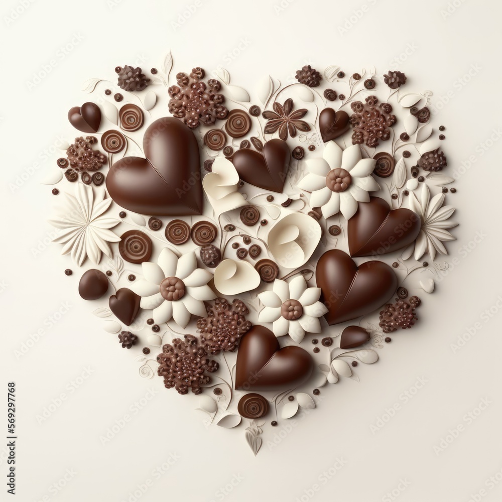 Greeting card for happy valentines day with chocolate hearts and flowers. Greeting card for happy valentines day with chocolate hearts and flowers.