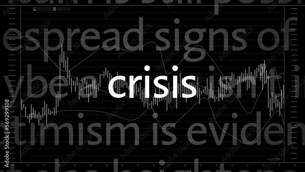 Crisis titles, financial crash, economy recession concept. 4K video animation Crisis titles, financial crash, economy recession concept. 4K video animation