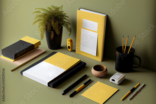 Corporate identity design template stationary mockup, AI Generated photo