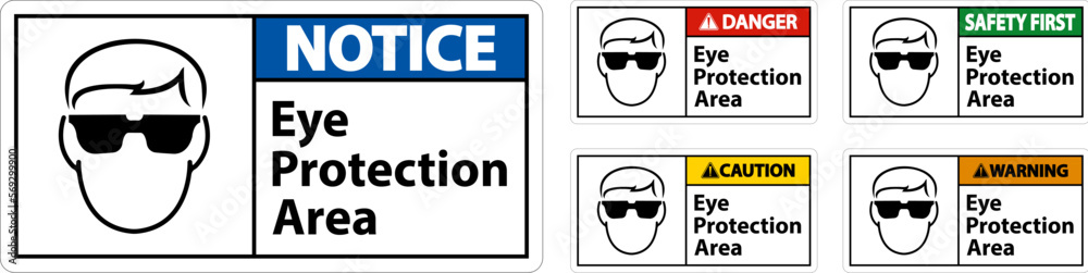 Caution Eye Protection Area Symbol Sign On White Background Caution Eye Protection Area Symbol Sign On White Background