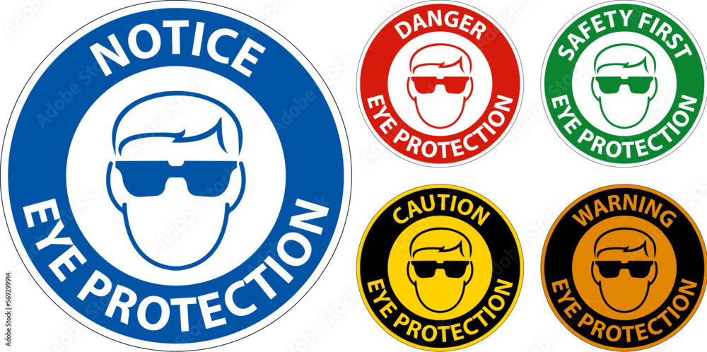 Caution Eye Protection Area Symbol Sign On White Background