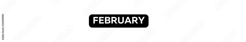 FEBRUARY typography banner with transparent background and black text background colour FEBRUARY typography banner with transparent background and black text background colour