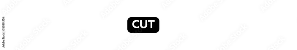 CUT typography banner with transparent background and black text background colour CUT typography banner with transparent background and black text background colour