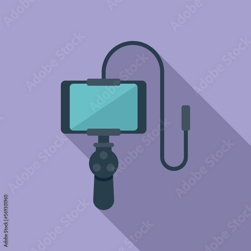 Endoscopy monitor icon flat vector. Medical endoscope. Stomach health