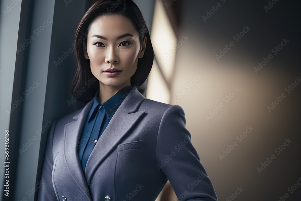 Portrait of beautiful smart Asian business woman in suit in office, AI  generated Stock-Illustration | Adobe Stock