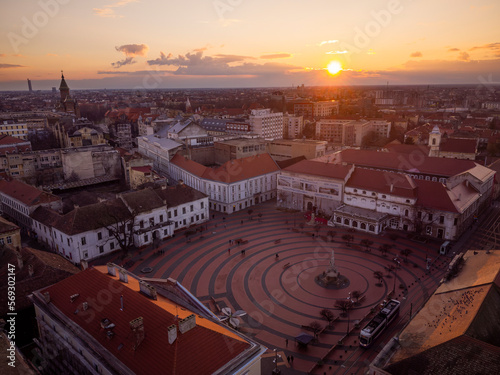The Liberty Square from Timisoara  with view of the city, Timisoara the European Capital of Culture in 2023