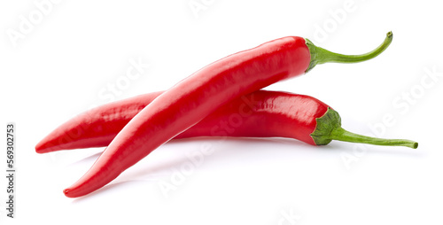 Red peppers on white background