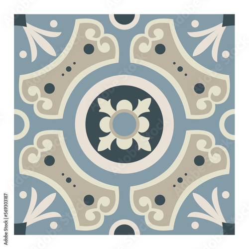 Ceramic tiles in pastel colors. Azulejo, Spanish pattern, patchwork floral ornament, Portuguese background. Majolica, decorative ceramic design, vector illustration