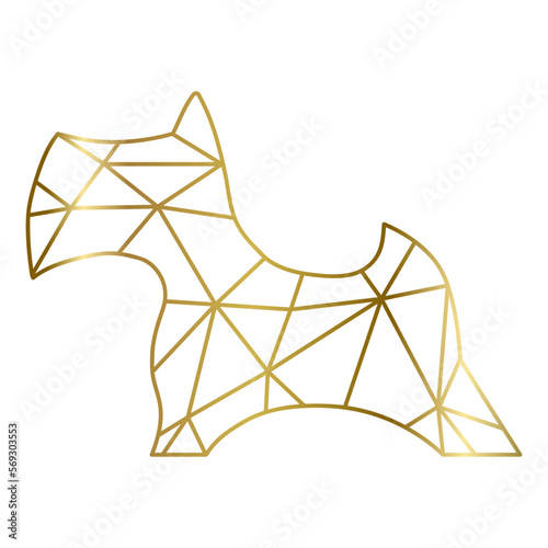 golden lines inside abstract dog 