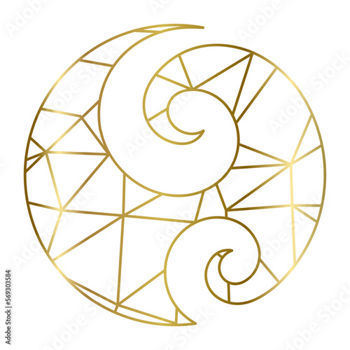 Gold lines inside Maori symbol 