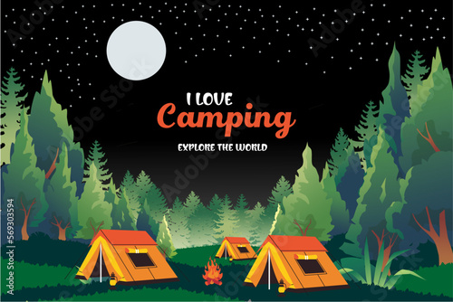 Camping graphic illustration Free Vector